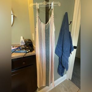 Roxy Long Pink and White Shift Beach Dress